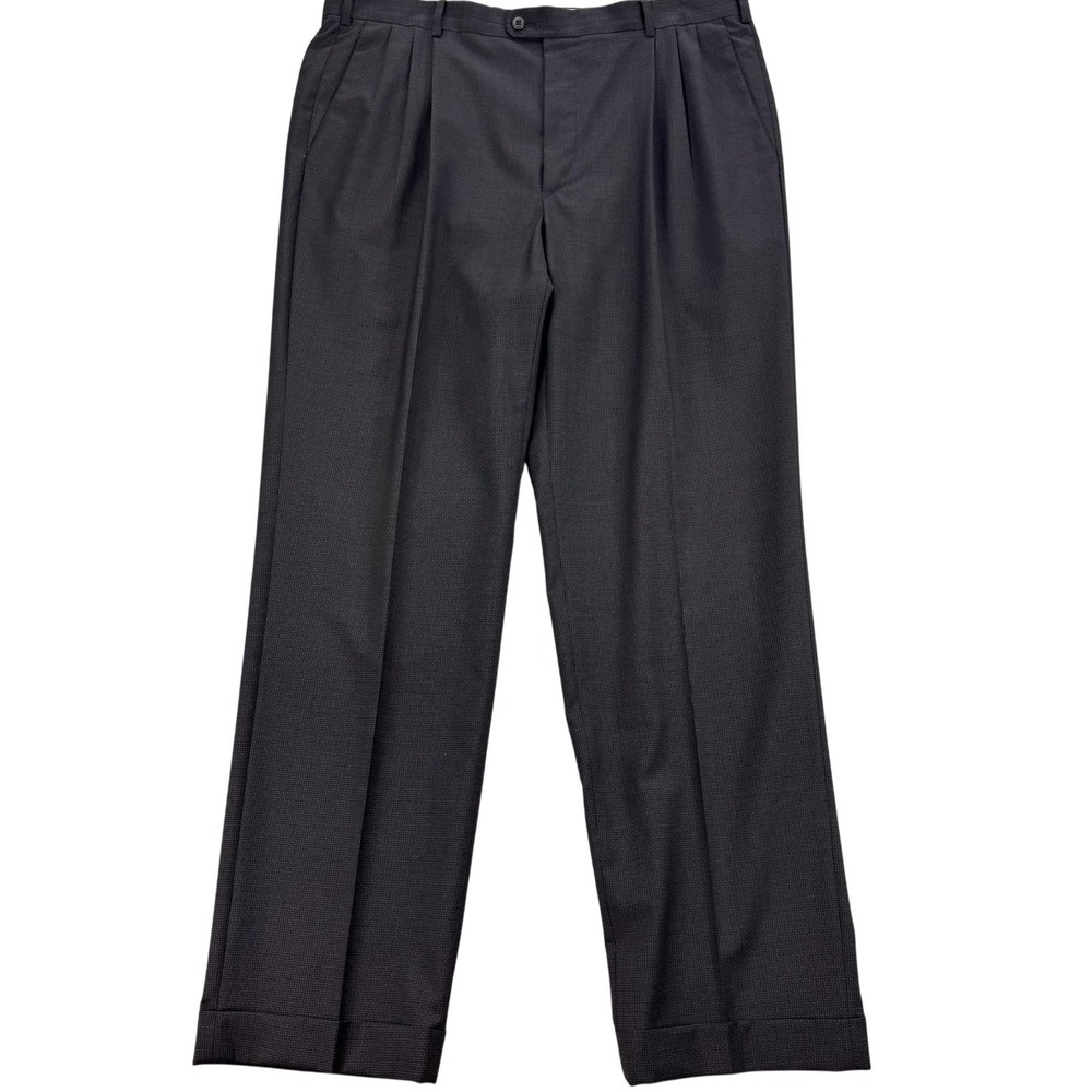 Zanella Alter Dress Pants Mens 38x33 Gray Wool Pleated Cuffed Classic Italy